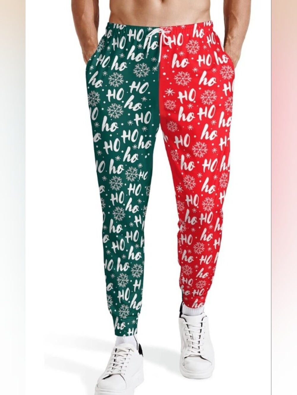 Holiday 'Ho Ho' Print Joggers - Red & Green With Pockets Size 2X NWOT